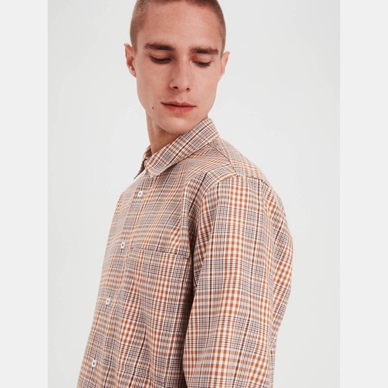 Aigle The Relaxed-fit Check Shirts Men Coral/Grey ZA-80671